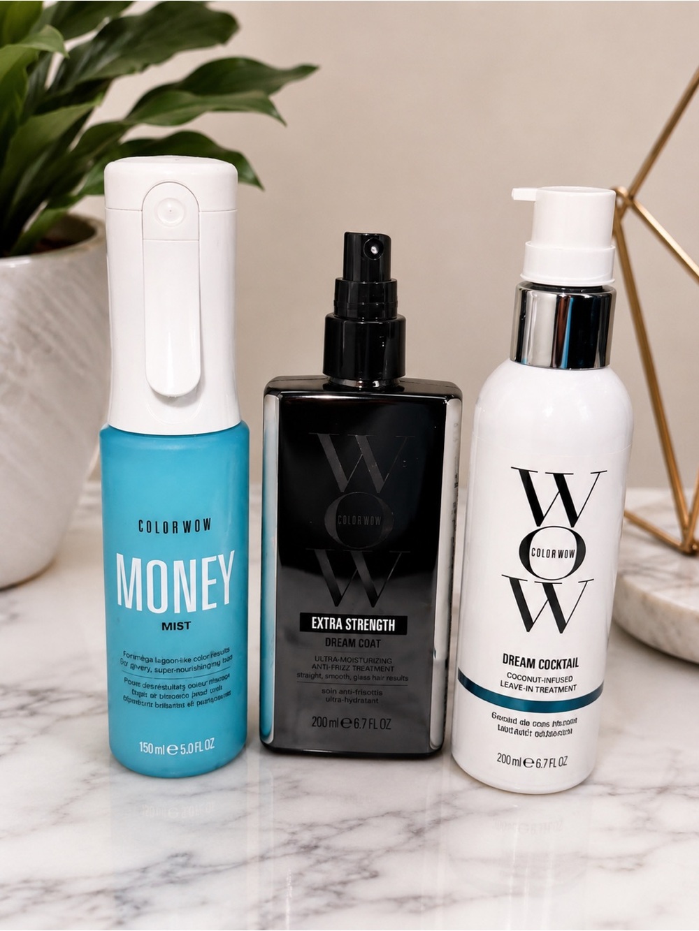 Color Wow 3-Piece Hair Bundle Money Mist + Dream Coat + Coconut Treatment